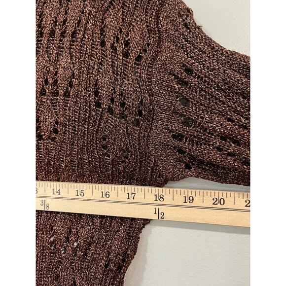 Emory Park Womens Metallic Bronze Crochet Sweater Size Small NWT - Picture 2 of 9